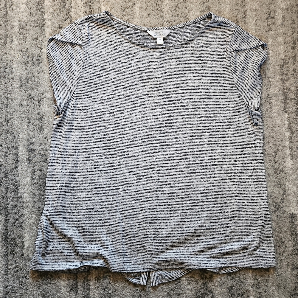 Market & Spruce Striped Tshirt With Buttons Down The Back, Size XXL